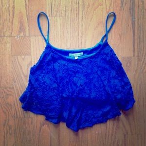 Blue lace crop top