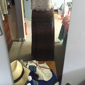 Chevron printed maxi skirt