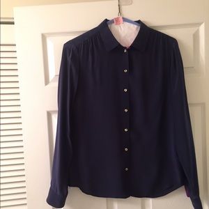 Banana Republic Navy Silk Button Down!