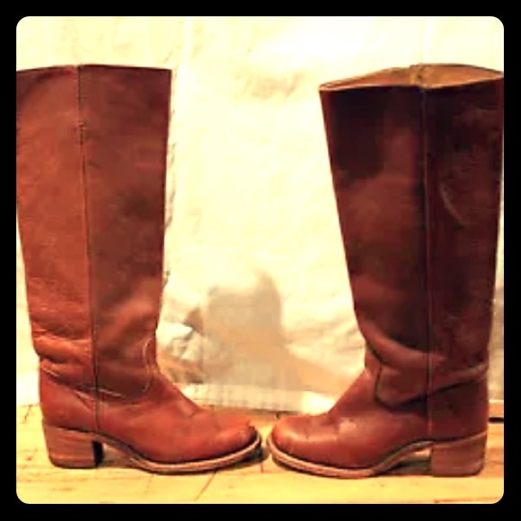 FRYE BOOTS knee high, brown, leather size 6.5