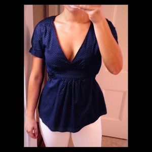 J.crew navy polka dot top perfect condition