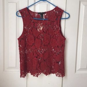 Red crocheted tank