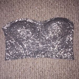 Sequins bustier crop top