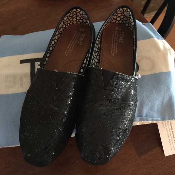 Toms black glitter. Sz 9