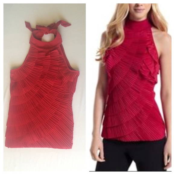 Ruffle red layered halter tank top from WHBM
