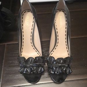 Enzo Angiolini Black Patent Pumps with Bow Details