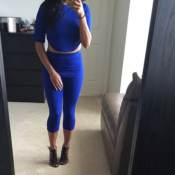 Royal blue 2 piece cropped set - Picture 3 of 3
