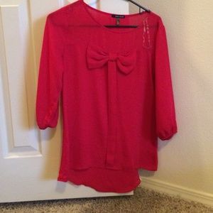 Red top with bow size M