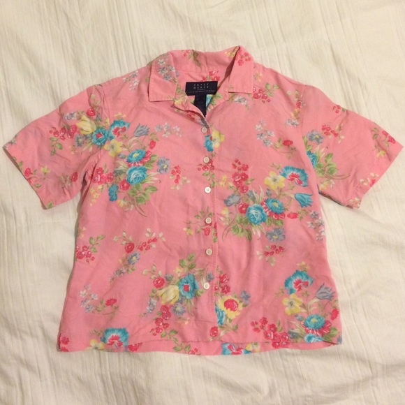 Vintage Pink Floral Button Up