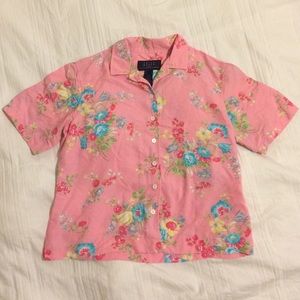 Vintage Pink Floral Button Up