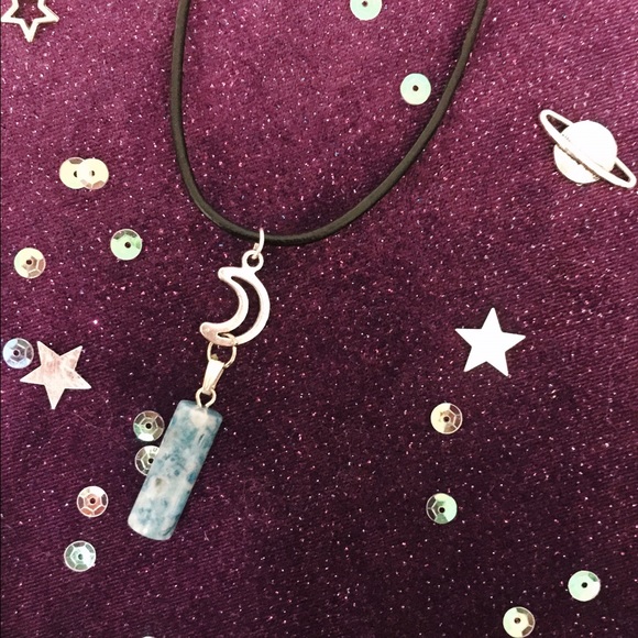 Blue Bullet Moon Necklace