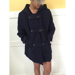 Navy unisex men's wool duffel coat
