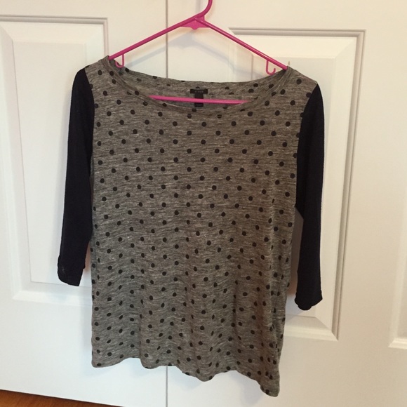 Gray & Navy polka dot J Crew tee