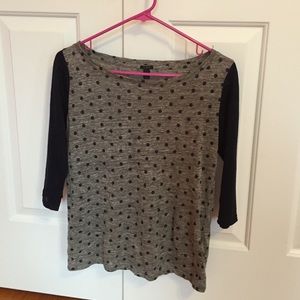 Gray & Navy polka dot J Crew tee