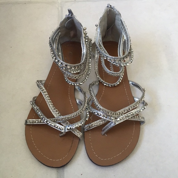 Silver gladiator style sandals