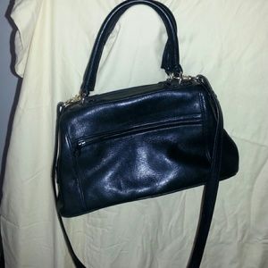 Black leather satchel.