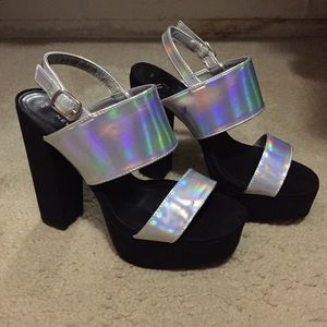 Holographic Mondo Velvet Heels