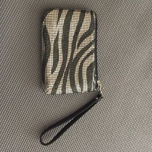 Mesh zebra print coin purse