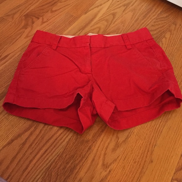 Red J. Crew chino shorts