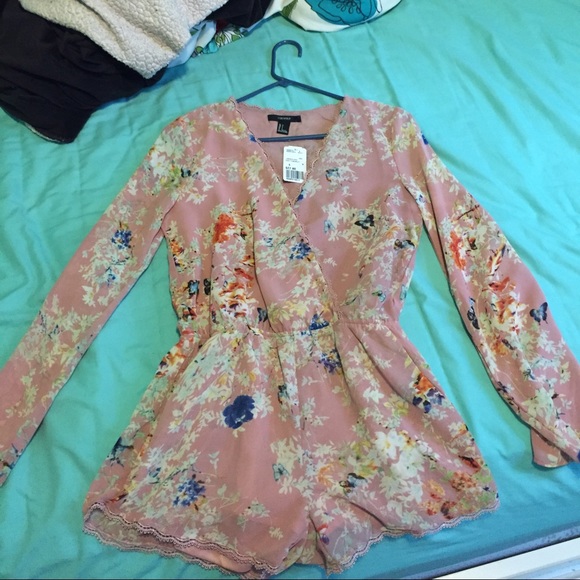 Pink, floral romper