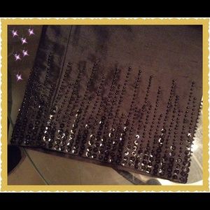 100% silk black ankle pants.