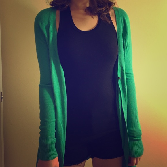 Elie Tahari - green cardigan silk/cashmere (L)