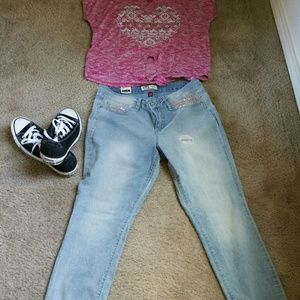 l.e.i acid wash jeggings