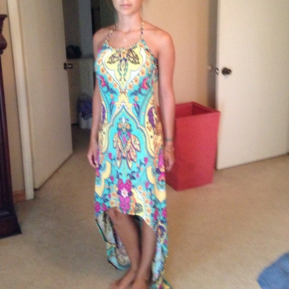 Pastel paisley high low dress