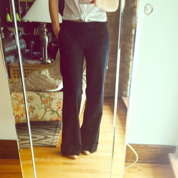 Banana Republic Wide Leg Wool Pinstripe Pants 0 - Picture 1 of 3