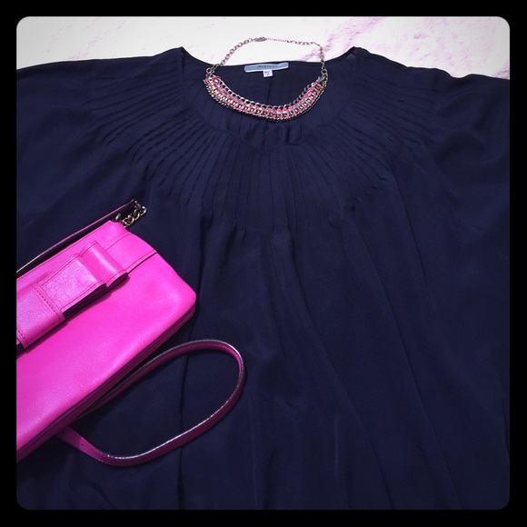 Pleione Navy Blue Batwing Style Shirt