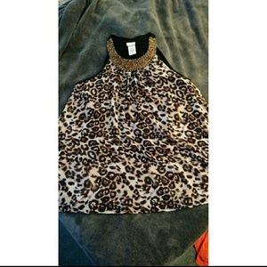 Leopard top with beaded collar.