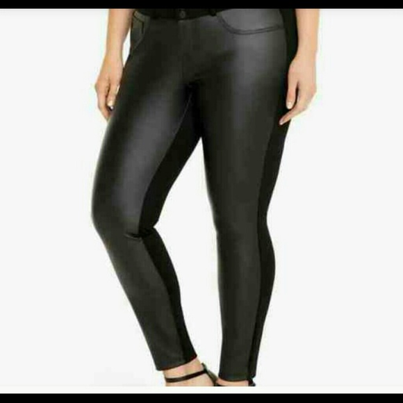 Bundle skinny faux leather pants and striped shirt