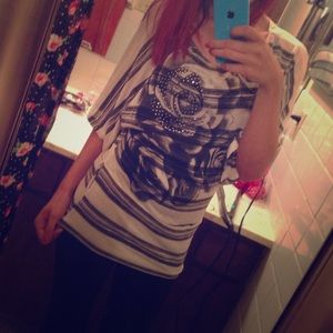 Beautiful Black&White Dress/Shirt Floral Design!