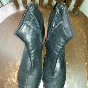 Black leather ankle boots