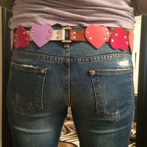 One of a kind custom Italian leather heart belt