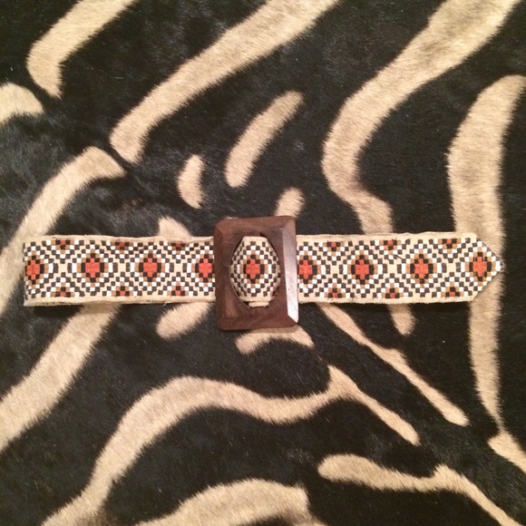 Tribal Belt with Wood Buckle