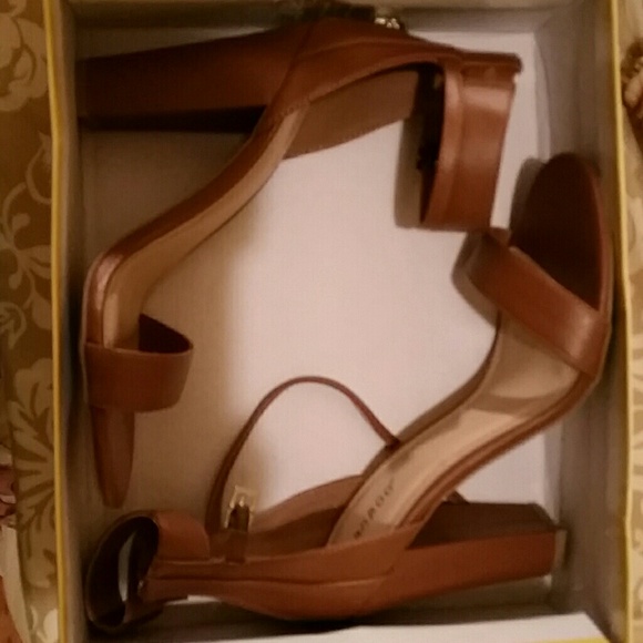 Brown Leather  Ankle Strap Heels