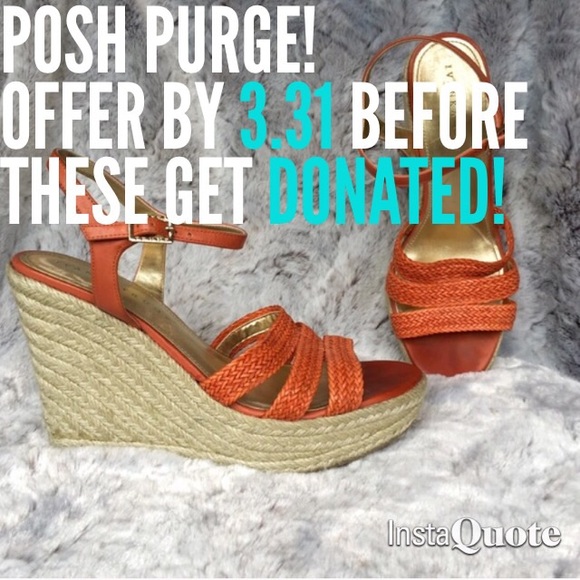 Ivanka Trump orange espadrille 4.5" wedge sandal