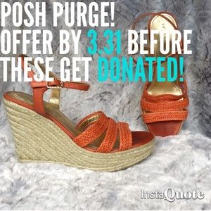 Ivanka Trump orange espadrille 4.5" wedge sandal
