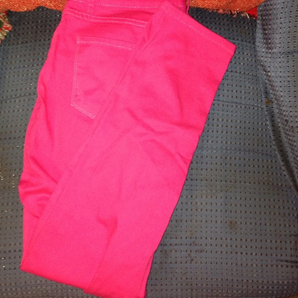 Hot pink skinny jeans