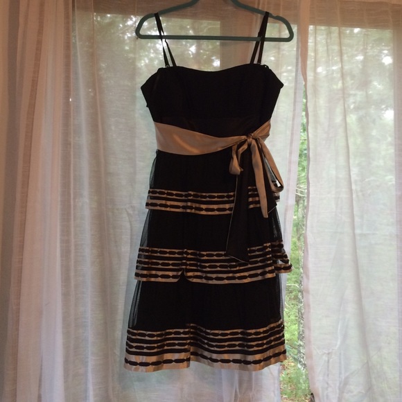 Black & Gold Knee Length Evening Or Prom dress.