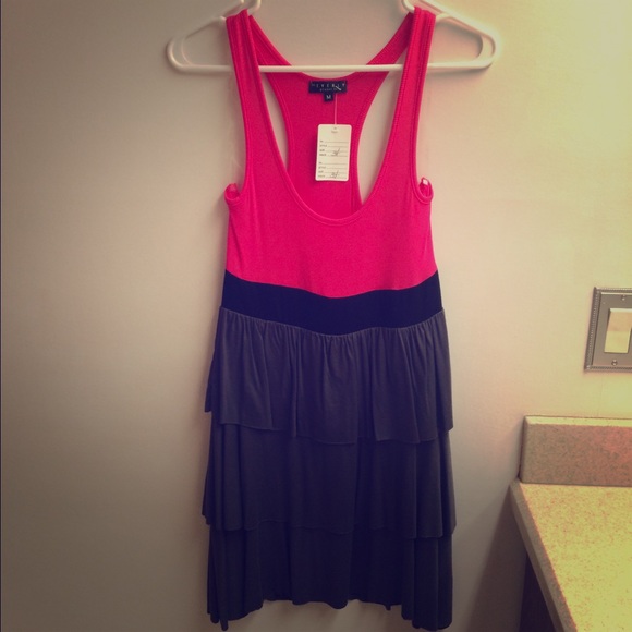Pink, black and grey dress