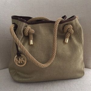 Michael Kors gold canvas tote
