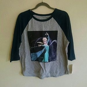 Navy and gray Elsa/Frozen raglan t-shirt