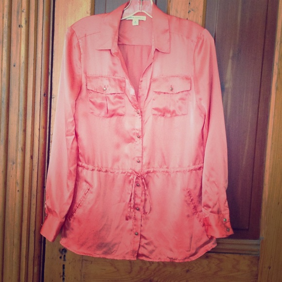 Watermelon 100% silk safari blouse