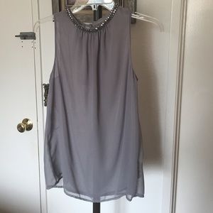 Ethereal Gray tank with embellished collar Zara
