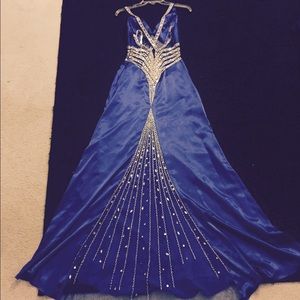 Blue sequence prom dress or evening gown