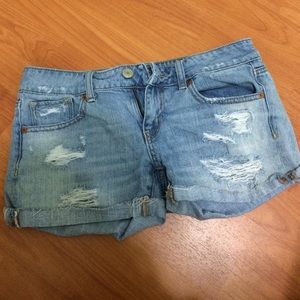 American eagle jean shorts with rips