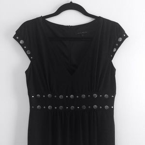 David Meister Stud V Neck Black Dress