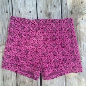 Pink and black high waisted shorts